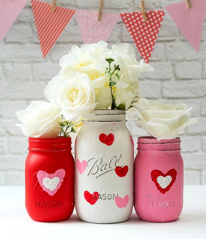 Valentine Day Mason Jar Vase