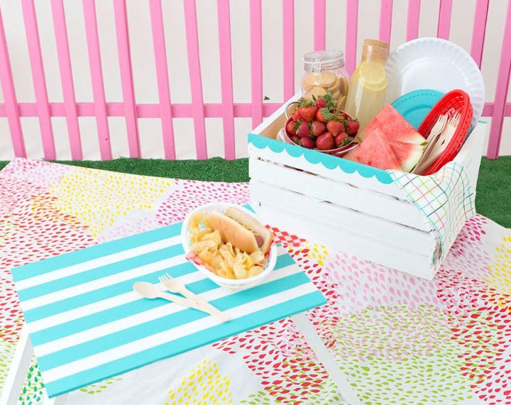 Wooden Crate Picnic Basket