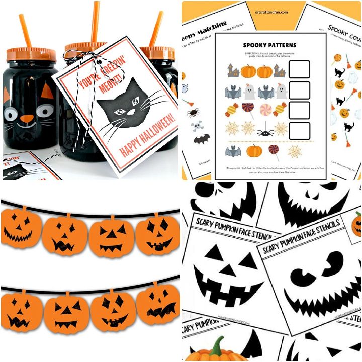 Halloween Wooden Cutouts, DIY Halloween Arts and Crafts (24 Pieces)